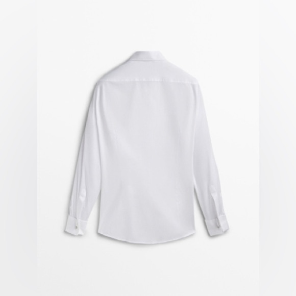NWT. Massimo Dutti White Slim Fit Cotton Twill Shirt. Size 16,5. - Picture 6 of 14